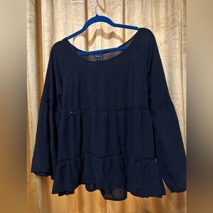 Black bell sleeve blouse